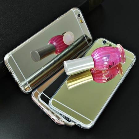 Case Apple iPhone 5/5S Mirror Case เคสกระจกเงา ขอบยาง Mirror Soft Clear TPU Case/Cover Gold  (สีทอง)