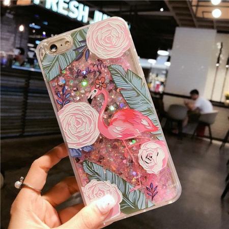 สำหรับ iPhone 6 พลัส/6 วินาทีพลัส Flamingo ซิลิโคนเหลว Glitter - นานาชาติ