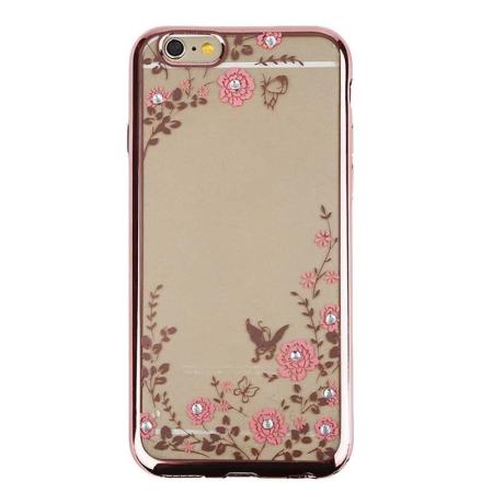 Clear Soft TPU ดอกไม้เคสโทรศัพท์มีลายสำหรับ iPhone 6 กรณีปกคลุมโทรศัพท์ - INTL
