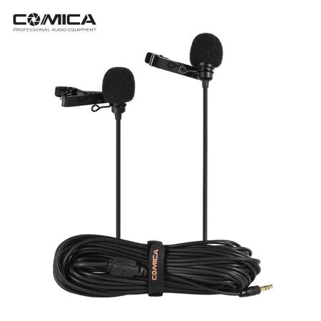 Comica CVM-D02 คู่หัว Lavalier Lapel ไมโครโฟนคลิป - ON ไมโครโฟนสายยาว 2.5 เมตร/8.2ft สำหรับแคนนอนนิคอน Sony A7 A6300 กล้องสำหรับ iPhone 6 6 พลัสสำหรับ 4/3 +/3 กล้องการกระทำสำหรับสัมภาษณ์ Livestream การสอนพอดคาสต์ - นานาชาติ