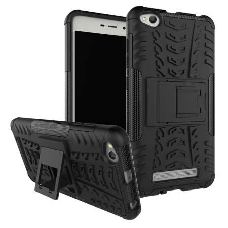 Cool รูปแบบยาง Kickstand PC + TPU HYBRID ที่ครอบสำหรับ Xiaomi Redmi 4A - สีดำ - INTL