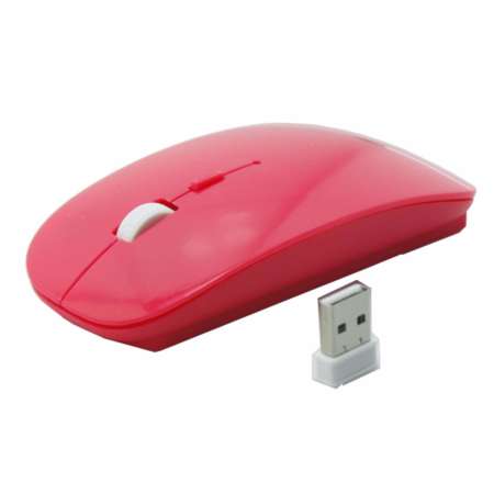 เม้าส์ไร้สาย Super Slim Wireless Mouse, Ultra Slim Wireless Mouse For PC Laptop and Android tv box ( สีชมพูบานเย็น)