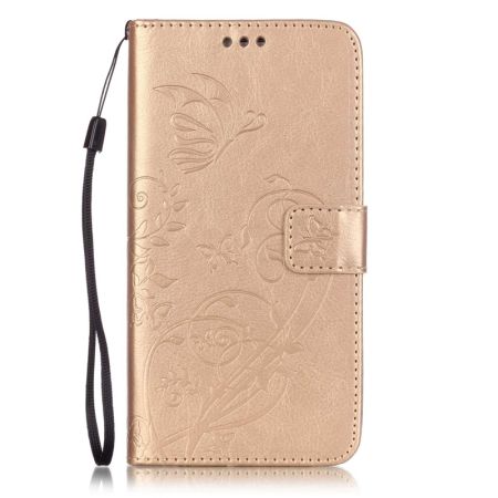 กระเป๋าสตางค์หนังหนังเทียมฝาครอบโทรศัพท์สำหรับ Samsung Galaxy หมายเหตุ 5 (ทอง