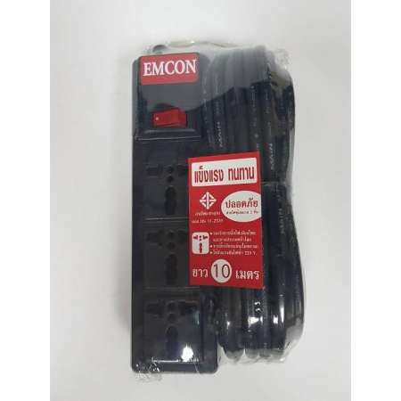 emcon รางปลั๊กปลั๊กสี 3ช่อง1สวิทช์ ระบบฟิวส์ สายไฟ2x1 10ม.unc3-10m