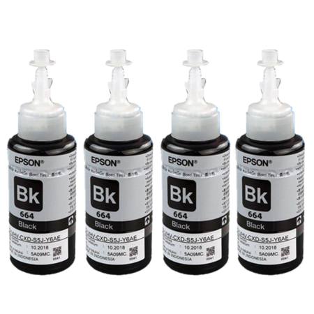 Epson T664100 BK หมึกแท้ สีดำจำนวน 4 ชิ้น ***ไม่มีกล่อง***