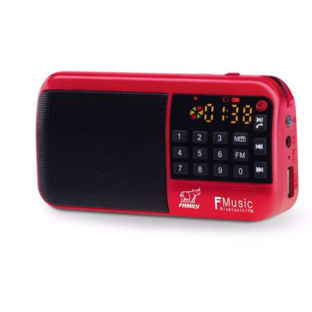 FAMILY กล่องเพลง F-Music Radio/Bluetooth Free แก้ว F-Music 2 ใบ  สีแดง