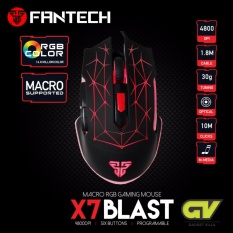 Fantech X7 Blast Optical Macro Key Rgb Gaming Mouse เมาส์เกมมิ่ง ออฟติคอล ตั้งมาโครคีย์ได้ ความแม่นยำสูงปรับ Dpi 200 - 4800 เหมาะกับเกม Mmorpg(bns) Fps Moba (สีดำ)