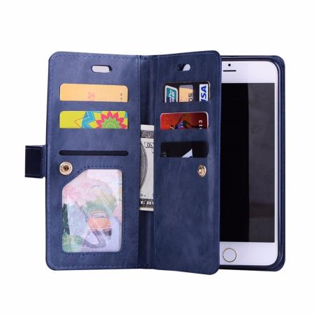สำหรับ Apple iPhone 8 พลัส 7 พลัสกรณี [ซิปวินเทจ] ช่องเสียบการ์ดหลายหนังเทียมหนังแม่เหล็ก folio พลิกกระเป๋าสตางค์กรณีกระเป๋าสตางค์สลิงแบบพกพา, รองรับแท่นวาง - นานาชาติ