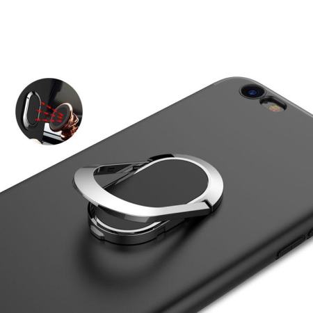 สำหรับ iPhone 6 วินาที PLUS/6 Plus ขาตั้งวางแหวน Matte TPU เคสโทรศัพท์ - สีดำ - INTL