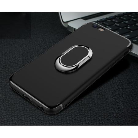 สำหรับ iPhone 6 วินาที PLUS/6 Plus ขาตั้งวางแหวน Matte TPU เคสโทรศัพท์ - สีดำ - INTL