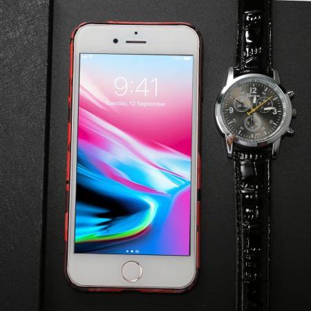 สำหรับ iPhone 8 พลัส 7 พลัสกล้าหาญรูปแบบส่องสว่างป้องกันกรณีปกหลัง (สีแดง) - นานาชาติ