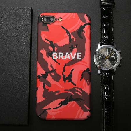 สำหรับ iPhone 8 พลัส 7 พลัสกล้าหาญรูปแบบส่องสว่างป้องกันกรณีปกหลัง (สีแดง) - นานาชาติ