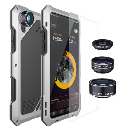 ใหม่เอี่ยม สำหรับ iPhone X กรณีโทรศัพท์ 3 ใน 1 กันฝุ่นกันน้ำกันน้ำและมุมกว้าง Macro
Fisheye LENS ซิลิโคนโลหะอลูมิเนียมปกหลัง + กระจกนิรภัย คุ้มค่าเมื่อซื้อวันนี้