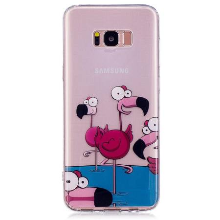 สำหรับซัมซุงกาแล็คซี่ S8 CLEAR การ์ตูนน่ารักการออกแบบลวดลาย TPU เคสป้องกันโปร่งใส (Flamingo) - INTL