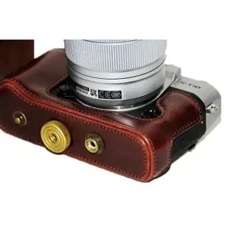 ราคา กระเป๋ากล้องกระเป๋าเคสครอบสำหรับ fuji xa3 xt10 สีน้ำตาลเข้ม Full case เว้าหน้า ดีไหม