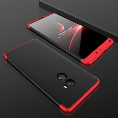 GKK Xiaomi Mi Mix 2 PC Three - paragraph Shield 360 Degrees Full Coverage Protective Case Back Cover(Black+Red) - intl