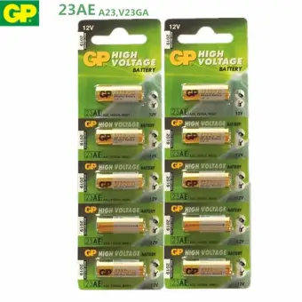 GP Battery ถ่าน Alkaline Battery 12V. รุ่น GP23AE ถ่านกริ่งไร้สาย รีโมตรถยนต์ Car Remote Controller(2 แพ็ค 10 ก้อน) pantip