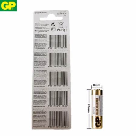 GP Battery ถ่าน Alkaline Battery 12V. รุ่น GP27A / A27S / A27L / L828 (1 แพ็ค 5 ก้อน)  