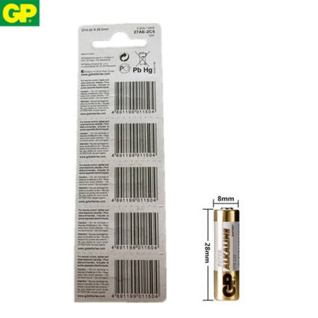 GP Battery ถ่าน Alkaline Battery 12V. รุ่น GP27A ถ่านกริ่งไร้สาย รีโมตรถยนต์ Car Remote Controller(1 แพ็ค 5 ก้อน)