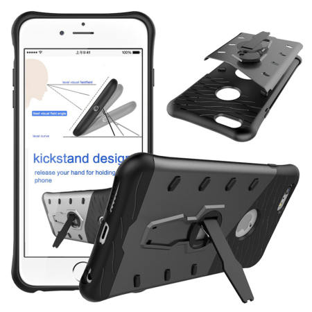 กูลูกูรูสำหรับ Apple iPhone 6 พลัส/6 วินาทีพลัสกรณี [360 มีขาตั้งพับเก็บได้ ด้ามจับ] พีซี + ทีพียู Aplit ข้อต่อไฮบริดกลับเกราะปกคลุมด้วยยืนในตัวโทรศัพท์มือถือกรณี