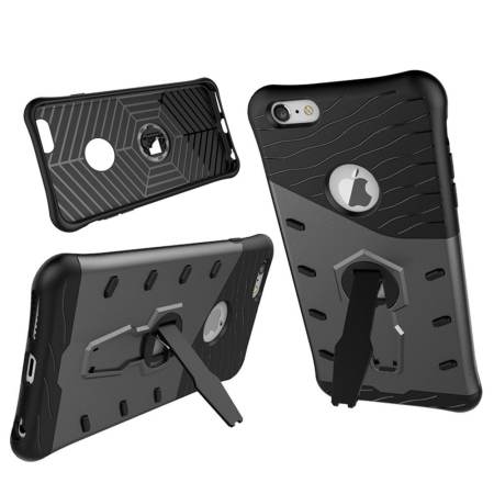 กูลูกูรูสำหรับ Apple iPhone 6 พลัส/6 วินาทีพลัสกรณี [360 มีขาตั้งพับเก็บได้ ด้ามจับ] พีซี + ทีพียู Aplit ข้อต่อไฮบริดกลับเกราะปกคลุมด้วยยืนในตัวโทรศัพท์มือถือกรณี