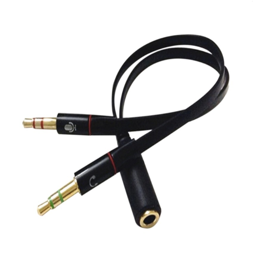 Headphone Mic Audio Y Splitter Cable Female To Dual Male Adapter Converter Durable Convenient Practical Black  