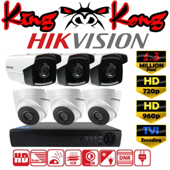 โปรโมชั่น Hikvision ชุดกล้องวงจรปิดกล้อง 8CH CCTV กล้อง 6ตัว ทรงกระบอก  และโดม 1.3 MP HD  และอนาล็อก เครื่องบันทึก 8ช่อง 1080N  DVR, NVR, AHD, TVI, CVI, Analog DS-2CE16C3T-IT3 & DS-2CE56C3T-IT3 พันทิป