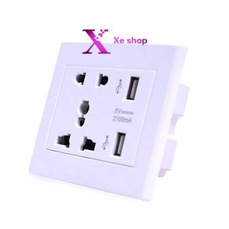 หน้ากากเต้าปลั้กไฟ มี usb 5V2.1A outlet WALL SOCKETติดในผนัง (White)  