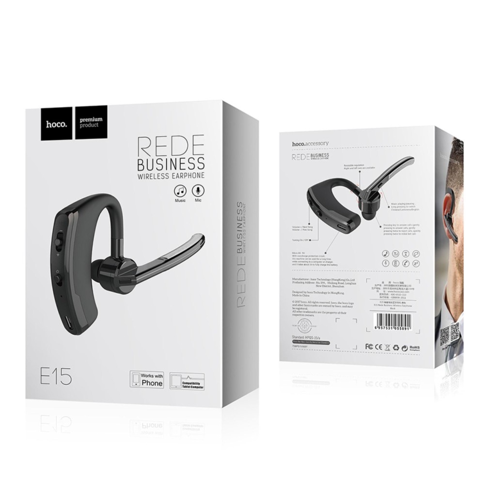 Hoco. E15 หูฟัง แบบ Bluetooth ใช้ได้กับ Android และ IOS ทุกรุ่น