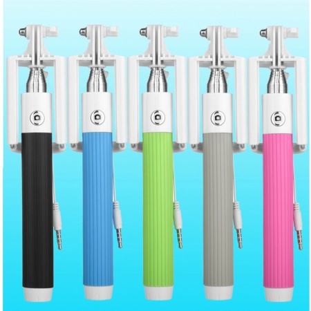 HOT Selfie ไม้สำหรับถ่ายรูป แบบใช้สาย รุ่น monopod selfie (Pink) Free Sports Bag (Black)