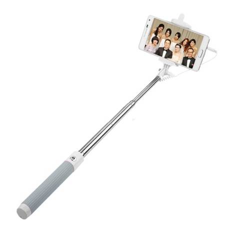 HOT Selfie ไม้สำหรับถ่ายรูป แบบใช้สาย รุ่น monopod selfie (White) Free Sports Bag (Blue)