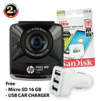 ข้อมูล กล้องติดรถยนต์ HP Car Camera F330S_BK+ฟรี MICRO SD CARD 16GB+BEVA C063 CAR CHARGER USB 3 PORTS รีวิว
