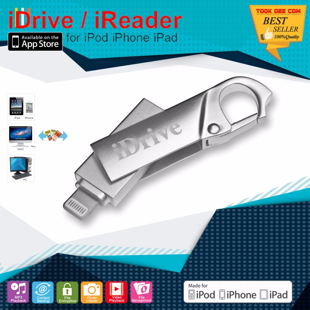 iDrive iDiskk Pro A Clip Lock USB 2.0 16GB แฟลชไดร์ฟสำรองข้อมูล iPhoneIPad