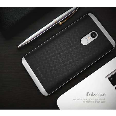 IPAKY กันชน PC 2 ชิ้น + เคสโทรศัพท์ TPU HYBRID สำหรับ Xiaomi Redmi หมายเหตุ 4X - Silver - INTL