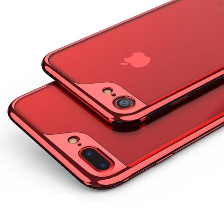 IPAKY Yuyan Series Plated PC Frame + ฝาครอบโทรศัพท์ TPU ชัดเจนสำหรับ iPhone 7 PLUS 5.5 นิ้ว - สีแดง - INTL