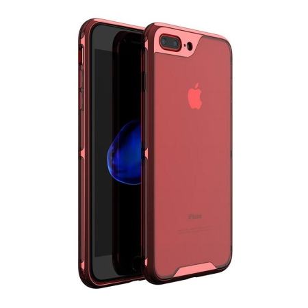 IPAKY Yuyan Series Plated PC Frame + ฝาครอบโทรศัพท์ TPU ชัดเจนสำหรับ iPhone 7 PLUS 5.5 นิ้ว - สีแดง - INTL