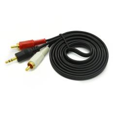 3.5mm Stereo Headphone Audio Male To 2 RCA Splitter Cable Adapter Plug Jack Black 1.8m 