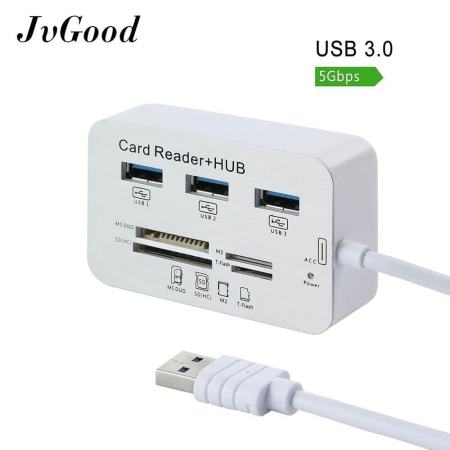 JvGood Micro USB 3.0 SD Card Reader Universal 3 พอร์ตภายนอก Multi การ์ดหน่วยความจำความเร็วสูง SDHC/ t-Flash/MS DUO/M2 สำหรับ PC แล็ปท็อป Mac