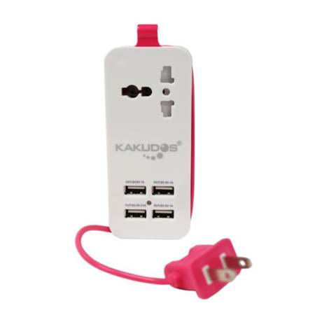 KAKUDOS ปลั๊ก Portable 4 port USB (สีชมพู)