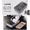 LDNIO SC3604 Power Strip with 3 AC Sockets + 6 USB Ports - Black / EU Plug