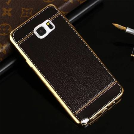 หนัง Litchi ชุบทองทีพียูกรณีปกหลังสำหรับ Samsung Galaxy หมายเหตุ 5 N9200 - นานาชาติ