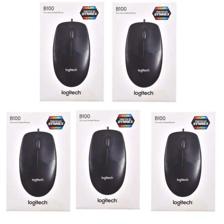 Logitech Mouse USB รุ่น LG-B100 (Black) - 5 ชิ้น ของแท้ ประกันศูนย์