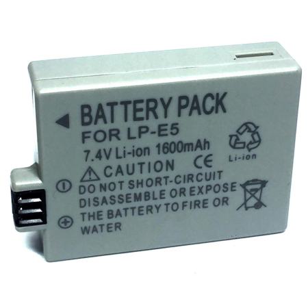 แบตเตอรี่กล้อง รหัสแบต LP-E5,LPE5 1600mAh แบตกล้องแคนนอน Canon for canon Replacement Battery for Canon EOS Rebel XSi XS T1i 450D 500D 1000D Kiss F/X2/X3 (Gray)