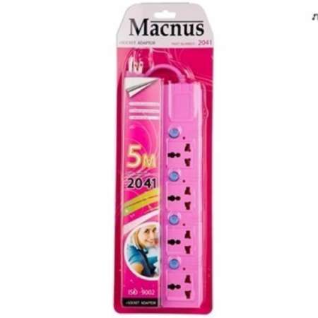 MACNUS MN-2041 (3m) -สีชมพู ปลั๊กต่อพ่วงไฟฟ้า 3 เมตร 4 ช่อง