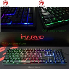  Marvo คีย์บอร์ดเกมมิ่ง คีย์บอร์ดมีไฟ Keyboard Gaming Scorpion Rainbow black light รุ่น K616 สีดำ  