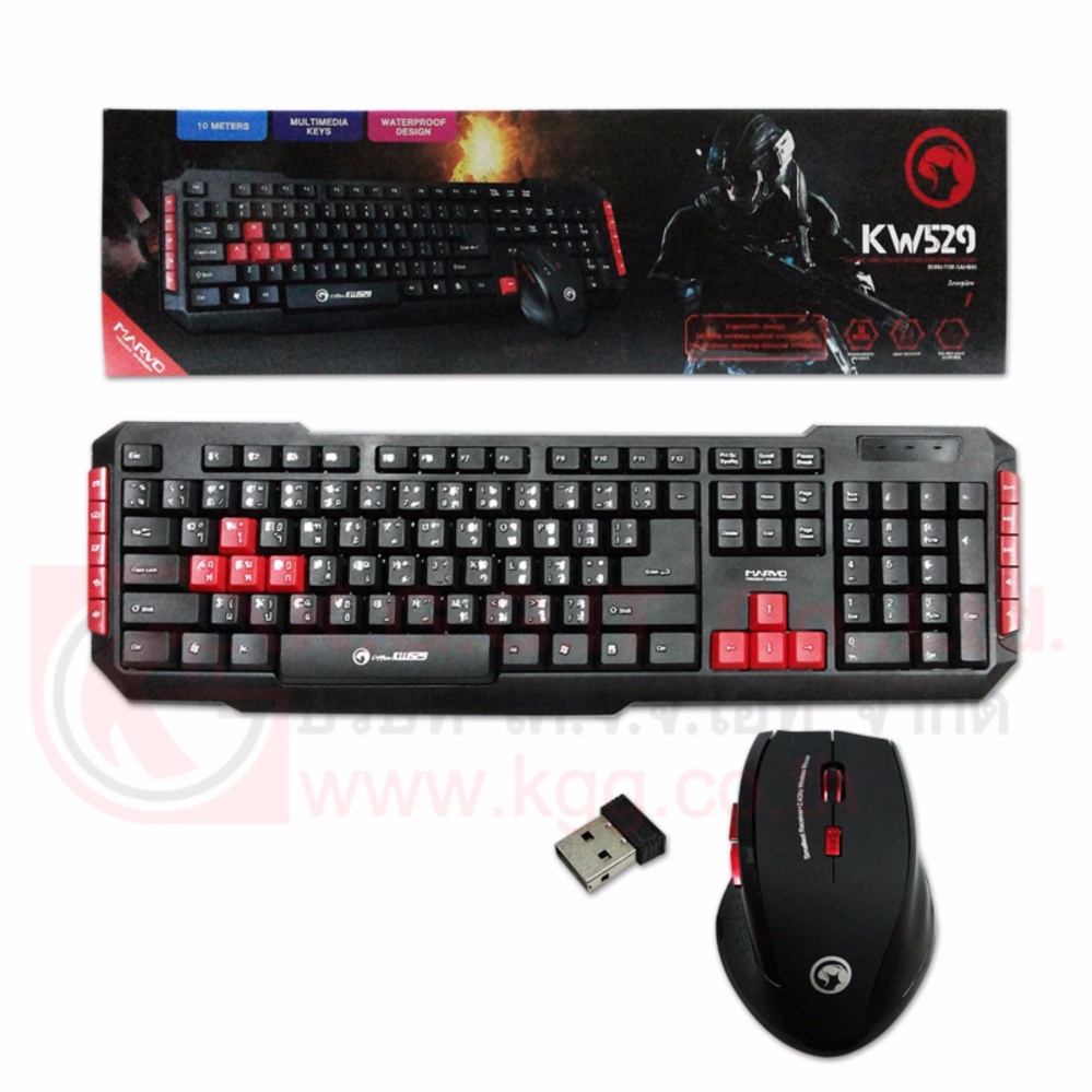 MARVO SET KEYBOARD+MOUSE WIRELESS KW529 (BLACK)
