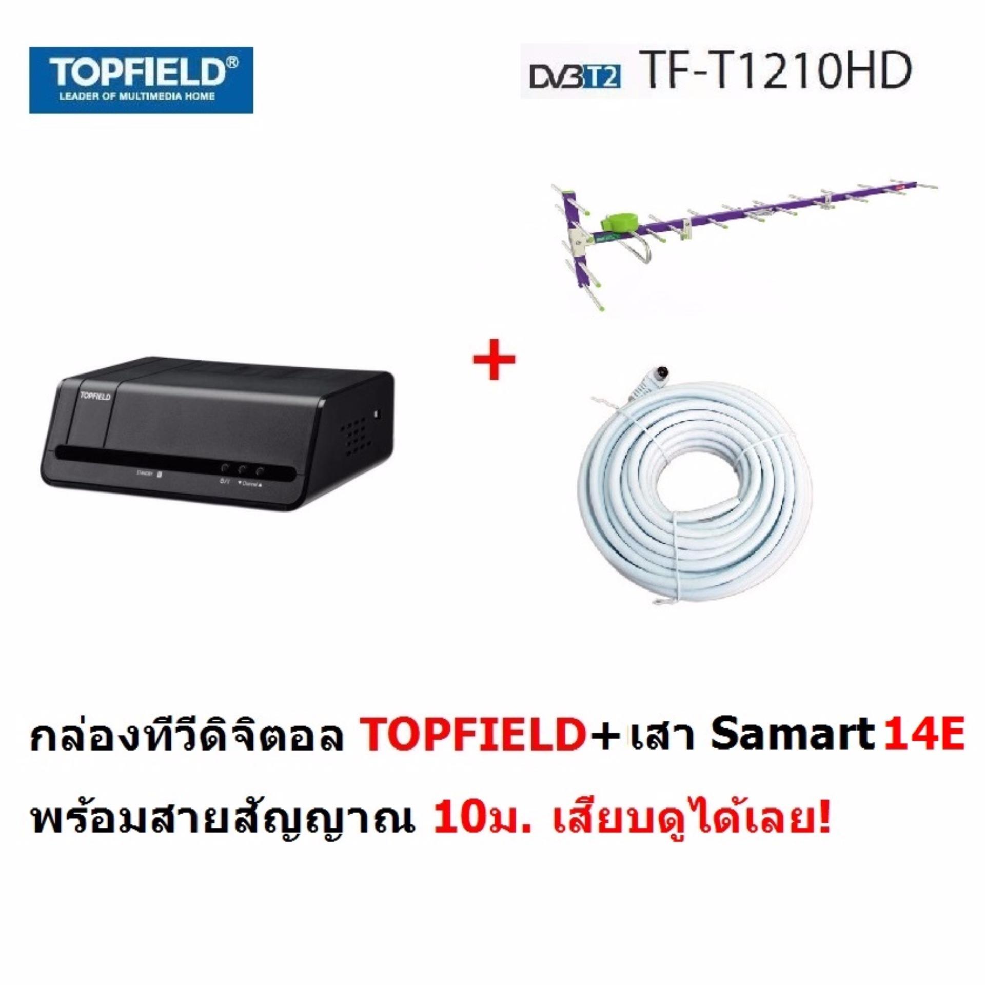 Mastersat  เสาอากาศทีวีดิจิตอล ขนาด 14E สำหรับติดตั้งภายนอก DVB-T2 Antenna Outdoor พร้อมสาย 10 เมตร และ กล่องทีวีดิจิตอล Sonare 1 ตัว