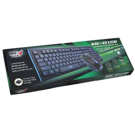 MD-TECH Keyboard Mouse USB K16+61 Blue