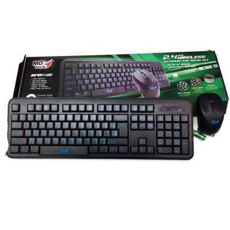 MD TECH Keyboard + Mouse Wireless Combo  รุ่น RF15+35 คีย์สีฟ้า