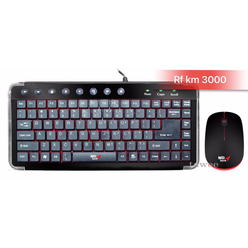 MD-TECH ชุดคีย์บอร์ดกับเมาส์ไร้สาย Keyboard+Mouse Mini (2in1) Wireless ( RF-KM3000 )